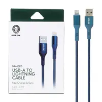 كابل شارژر USB به لایتنینگ 1.2 متری گرین لاین Green Liom USB-A to LIGHTNING Blue 1.2M فروشگاه الو ایفون مشهد