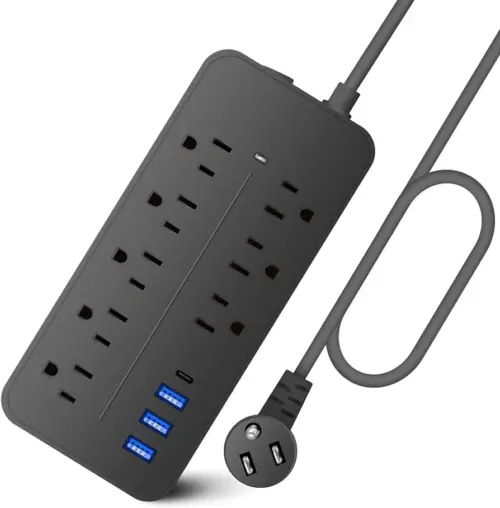 محافظ برق و اداپتور Powerology 48W 6AC 1x PD USB-C and 3x QC USB-A Power Strip UK PD 30W الو آیفون مشهد